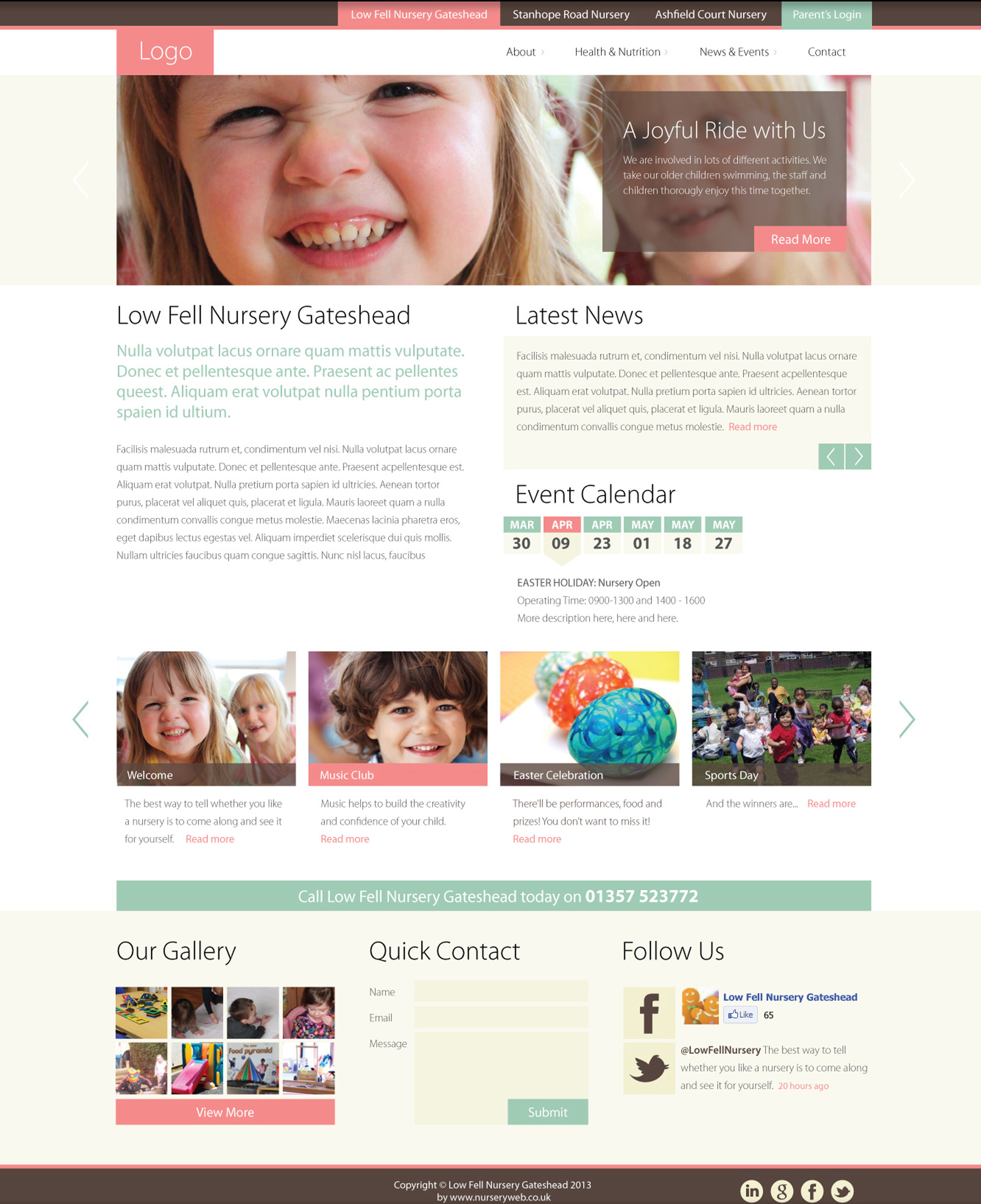 Nursery website template variation
